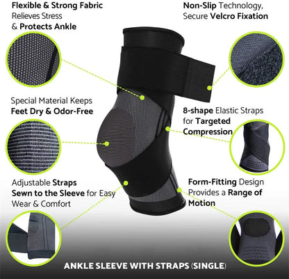 Adjustable Ankle Support Compression Ankle Brace Protector for Running Soccer Basketball Nylon Knitted Gym Bandage Ankle Strap